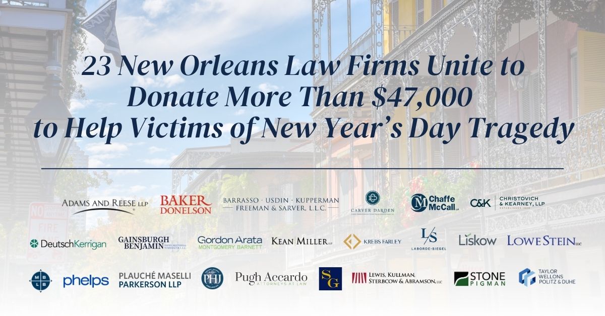 23 New Orleans Law Firms Donate More Than 47,000 to Victims of New